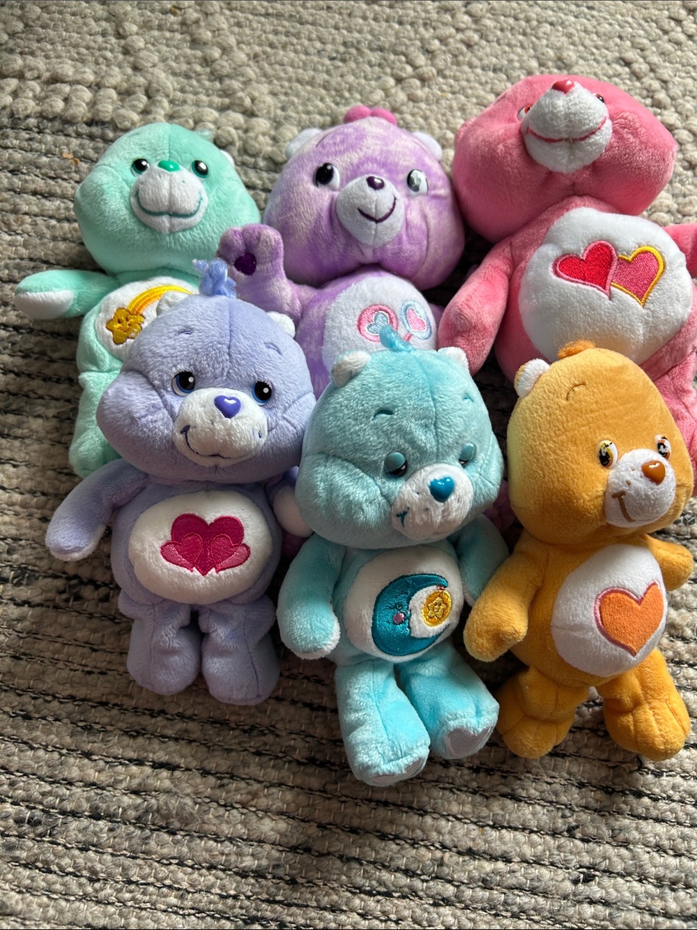 Plush Heart Character Toy - Set of  6 Colorful Care Bears